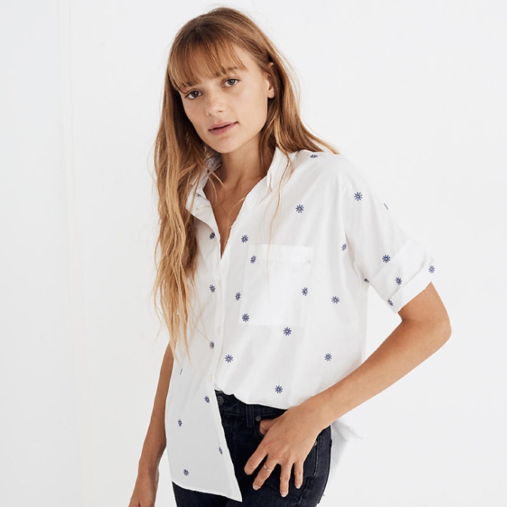 Madewell Embroidered Daisy Courier Shirt